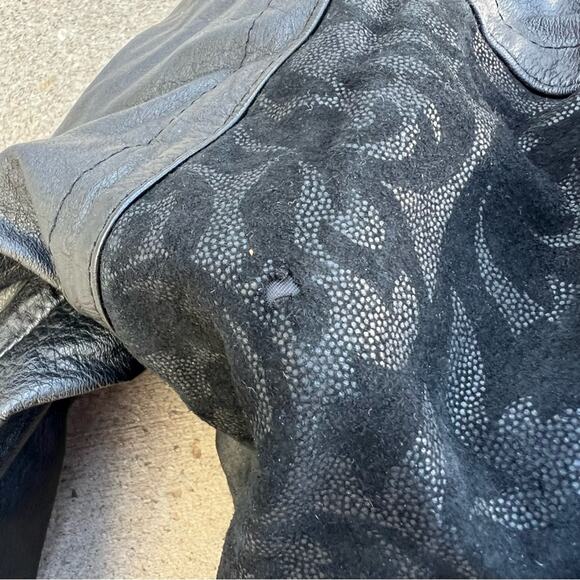 Vintage 80s Now Next genuine leather black Moto bomber batwing jacket SMALL - Picture 3 of 8